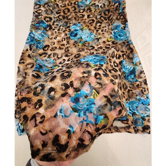 Almost Famous Women's Sheer Lace Leopard Rose Tank Top SZ Large - Picture 4 of 7